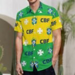 Brasilien Kurzärmelige Herrenhemden, Passform Sommer Kurzarm Casual Button-Down Hemden
