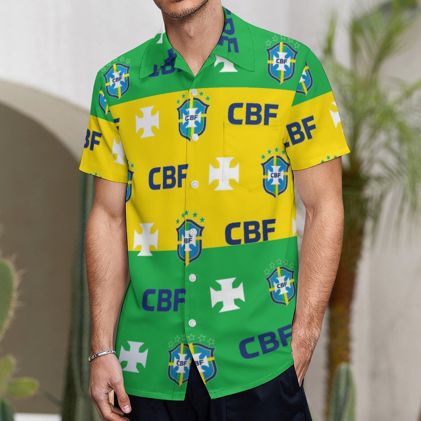 Brasilien Kurzärmelige Herrenhemden, Passform Sommer Kurzarm Casual Button-Down Hemden Brasilien Kurzärmelige Herrenhemden, Passform Sommer Kurzarm Casual Button-Down Hemden
