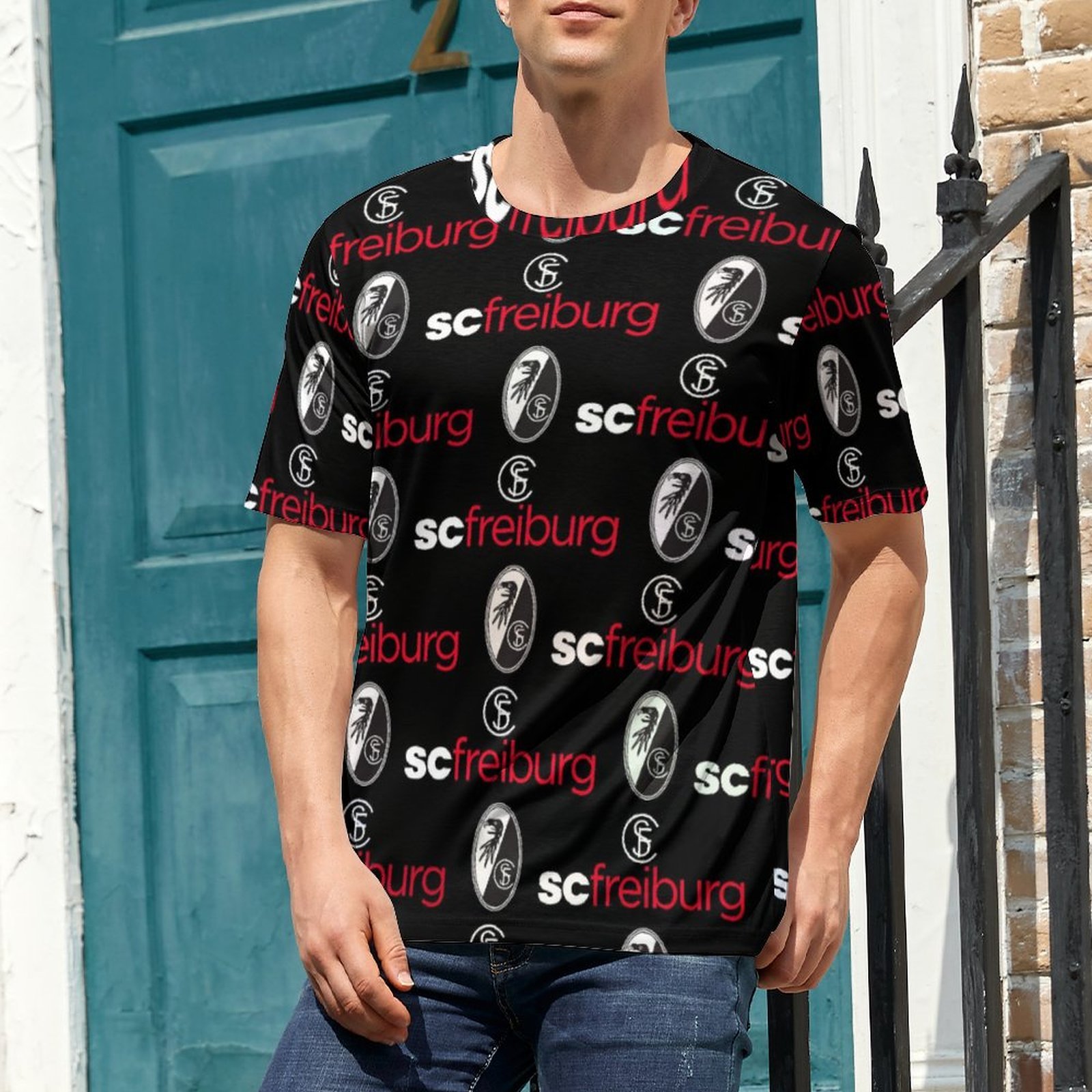 SC Freiburg 3D Vollständig Druck Kurzarm T-Shirts Beiläufige Tee Tops SC Freiburg 3D Vollständig Druck Kurzarm T-Shirts Beiläufige Tee Tops