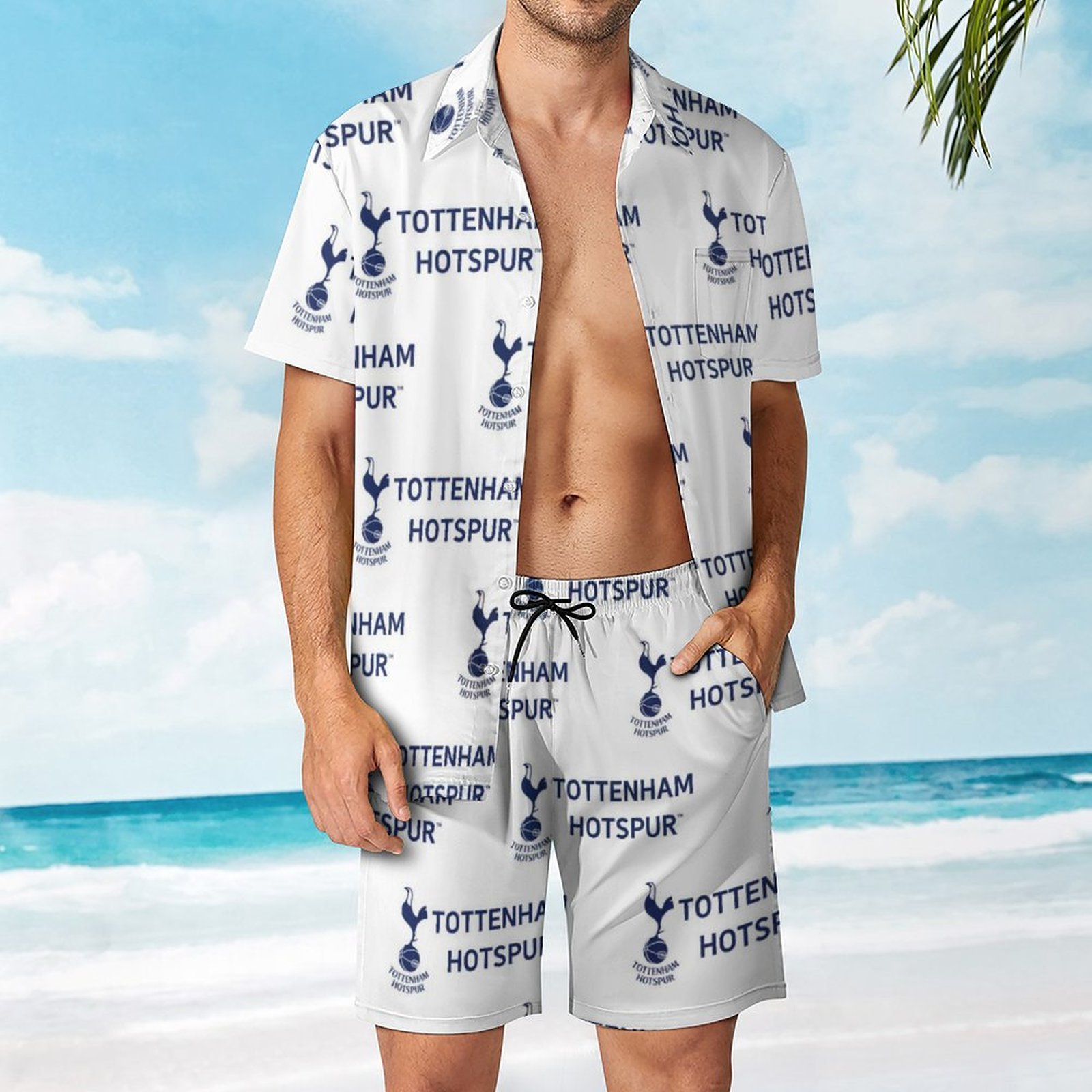 Tottenham Hotspur Lässiges Strandbekleidungsset Kurzärmeliges Hemd Plus Strandhose Tottenham Hotspur Lässiges Strandbekleidungsset Kurzärmeliges Hemd Plus Strandhose