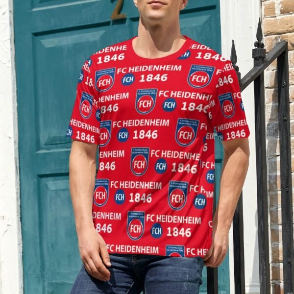 FC Heidenheim 3D Vollständig Druck Kurzarm T-Shirts Beiläufige Tee Tops