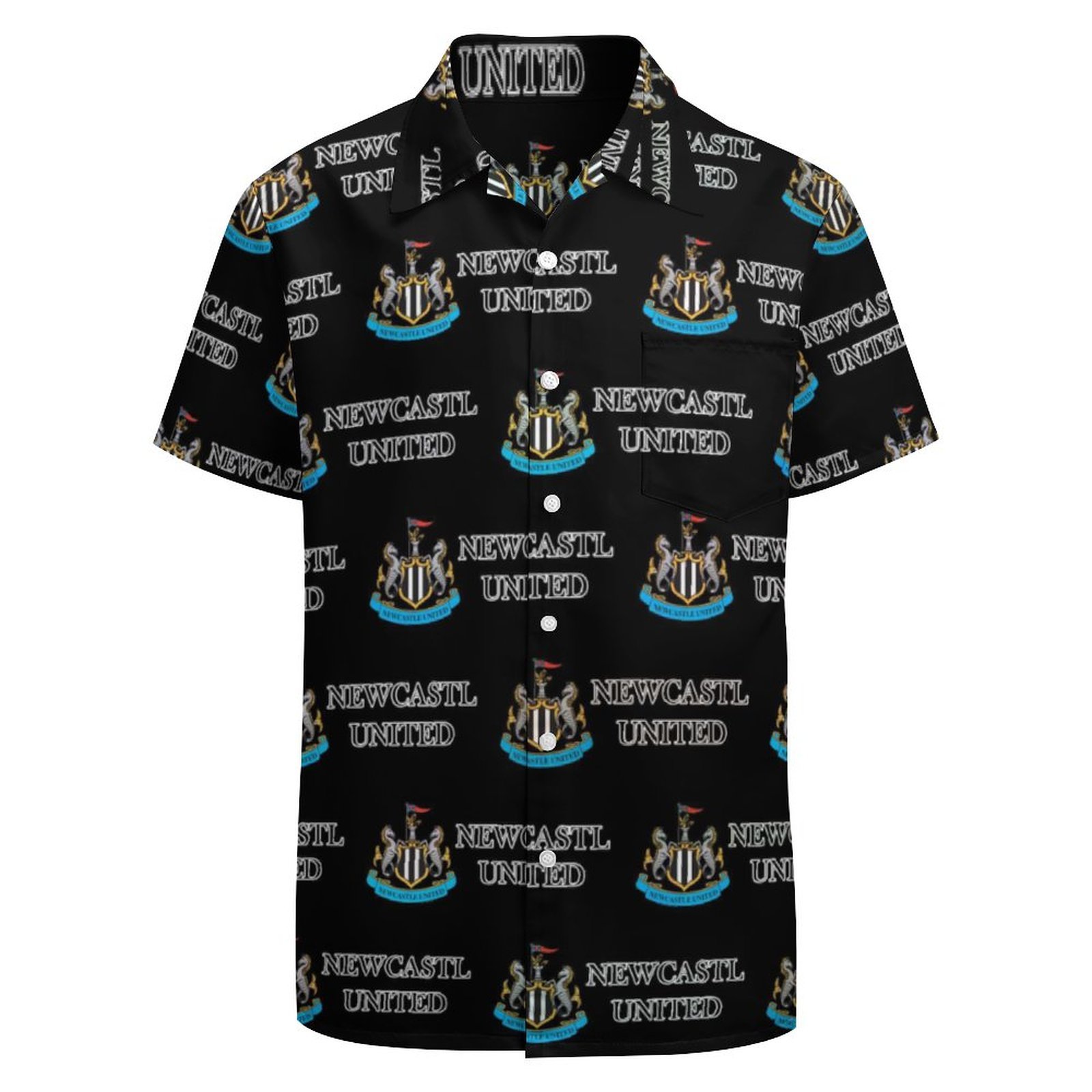Newcastle United Kurzärmelige Herrenhemden, Passform Sommer Kurzarm Casual Button-Down Hemden Newcastle United Kurzärmelige Herrenhemden, Passform Sommer Kurzarm Casual Button-Down Hemden