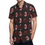AC Mailand Kurzärmelige Herrenhemden, Passform Sommer Kurzarm Casual Button-Down Hemden