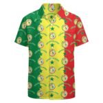 Senegal Kurzärmelige Herrenhemden, Passform Sommer Kurzarm Casual Button-Down Hemden