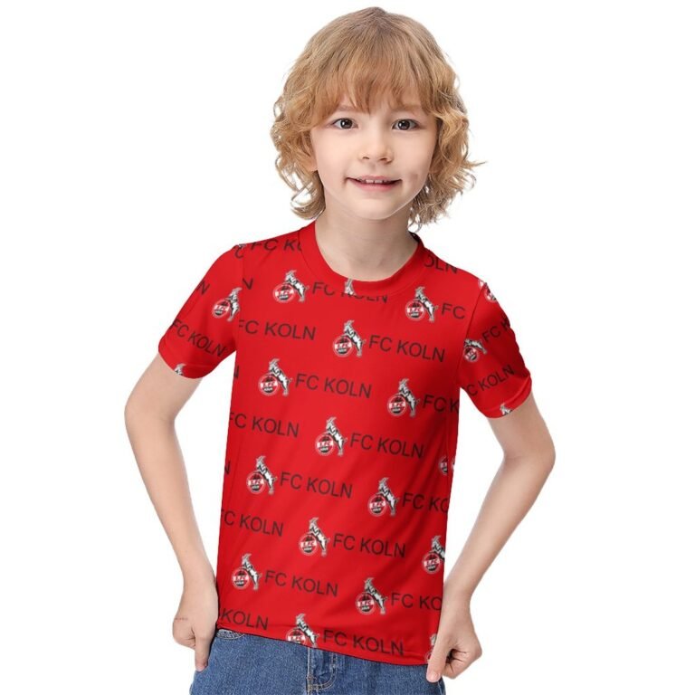 FC Köln Jungen Mädchen Kurzarm 3D-Druck T-Shirt Rundhals-Sommerhemd Tops