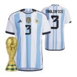 Argentinien Nicolas Tagliafico 3 Home Trikot WM 2022 Meister ( Mit Patch )