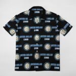 Inter Mailand Kurzärmelige Herrenhemden, Passform Sommer Kurzarm Casual Button-Down Hemden