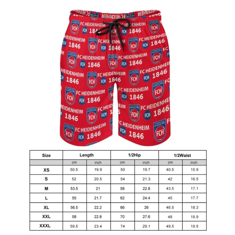 FC Heidenheim Herren Badehose Schnelltrocknende Strandshorts Mit Tasche Kordelzug Shorts