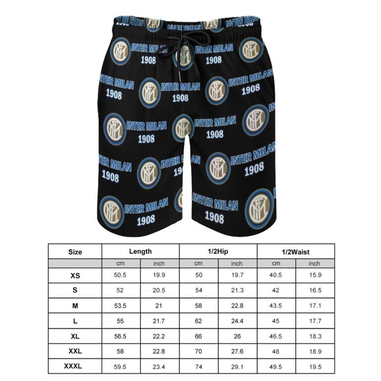 Inter Mailand Herren Badehose Schnelltrocknende Strandshorts Mit Tasche Kordelzug Shorts