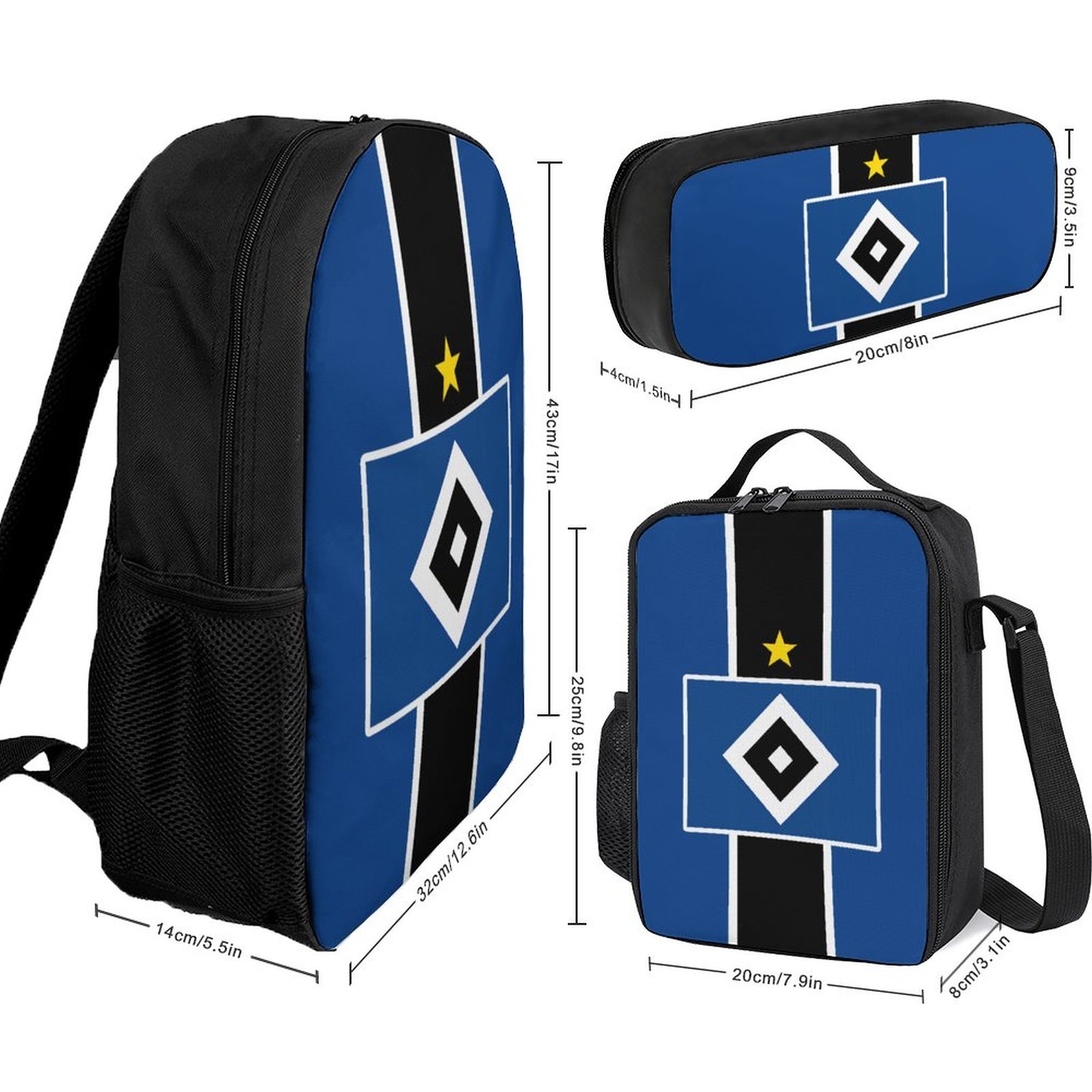 Hamburger SV Student Schulranzen Lunchbag Stifttasche Kombination Hamburger SV Student Schulranzen Lunchbag Stifttasche Kombination