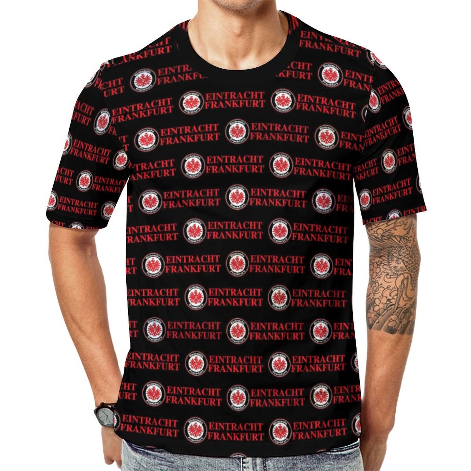Eintracht Frankfurt Unisex 3D Vollständig Druck Kurzarm T-Shirts Beiläufige Tee Tops Eintracht Frankfurt Unisex 3D Vollständig Druck Kurzarm T-Shirts Beiläufige Tee Tops