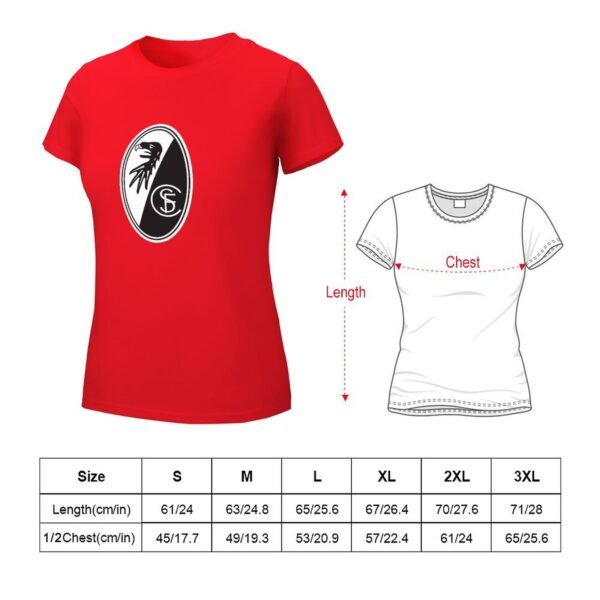 SC Freiburg Damen Kurzarm Rundhals T-Shirt Casual Sommer Tops