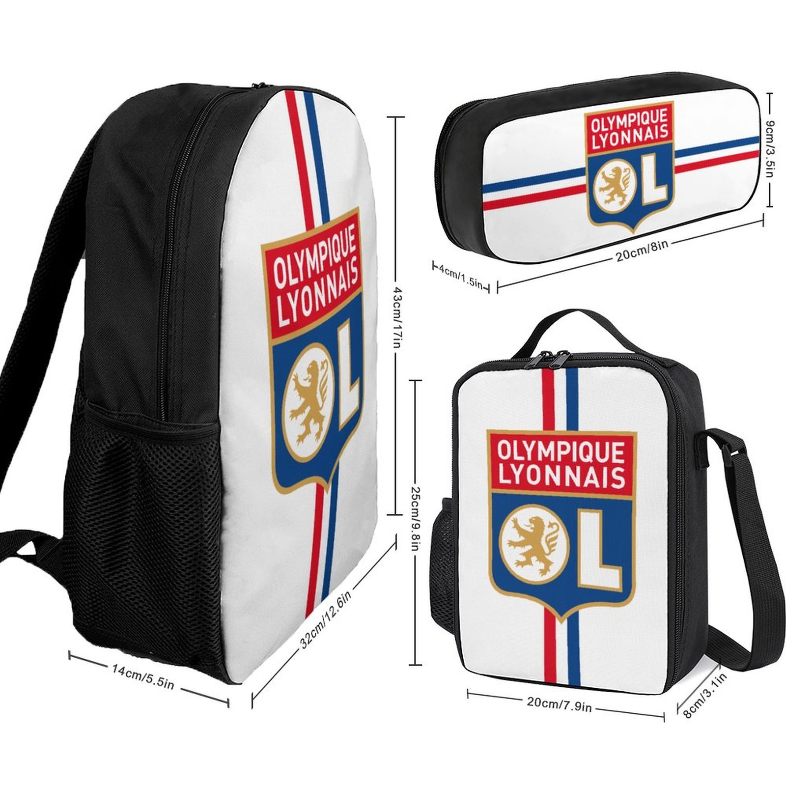 Olympique Lyonnais Student Schulranzen Lunchbag Stifttasche Kombination Olympique Lyonnais Student Schulranzen Lunchbag Stifttasche Kombination
