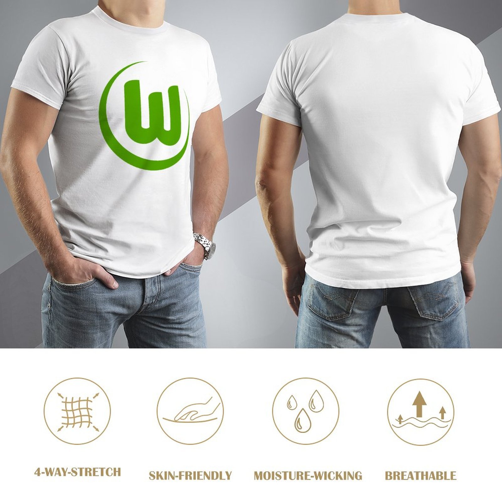 VfL Wolfsburg Core Stretch Slim Cneck Gildan Tee T-Shirt Herren VfL Wolfsburg Core Stretch Slim Cneck Gildan Tee T-Shirt Herren