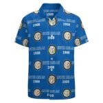 Inter Mailand Kurzärmelige Herrenhemden, Passform Sommer Kurzarm Casual Button-Down Hemden