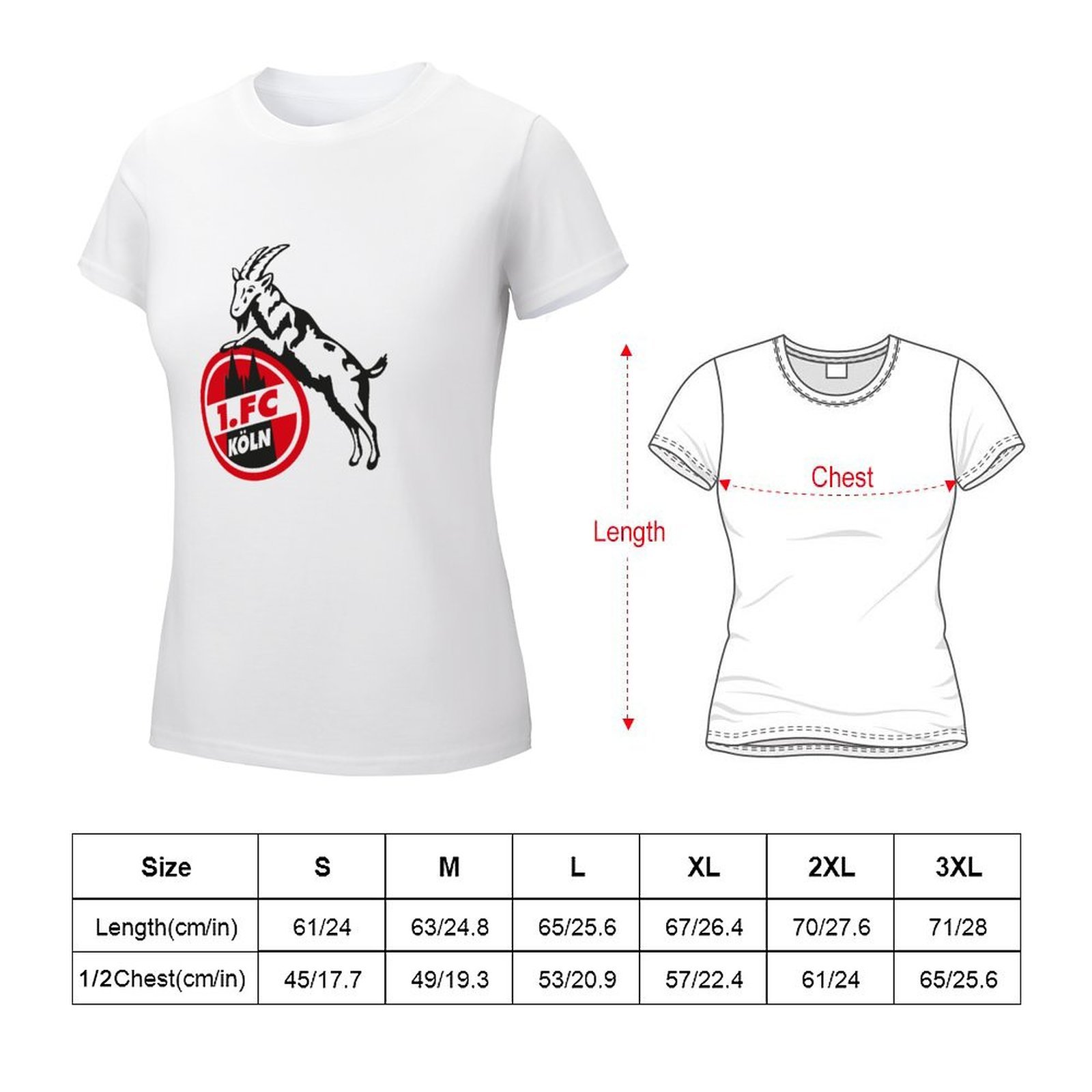 FC Köln Damen Kurzarm Rundhals T-Shirt Casual Sommer Tops FC Köln Damen Kurzarm Rundhals T-Shirt Casual Sommer Tops