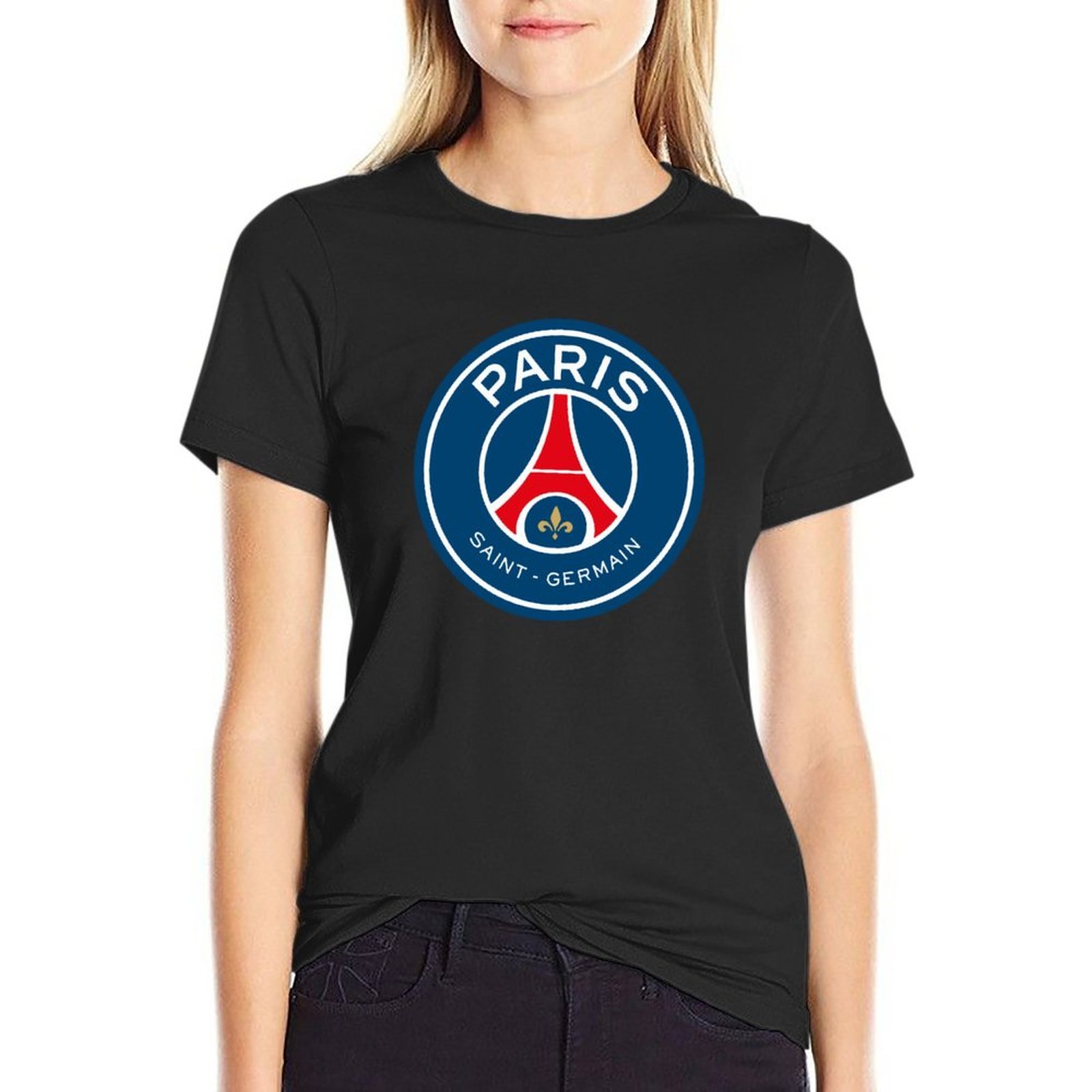Paris Saint-Germain Damen Kurzarm Rundhals T-Shirt Casual Sommer Tops Paris Saint-Germain Damen Kurzarm Rundhals T-Shirt Casual Sommer Tops