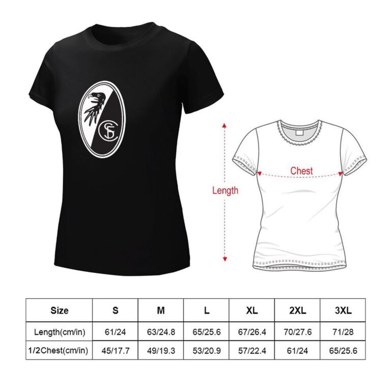SC Freiburg Damen Kurzarm Rundhals T-Shirt Casual Sommer Tops
