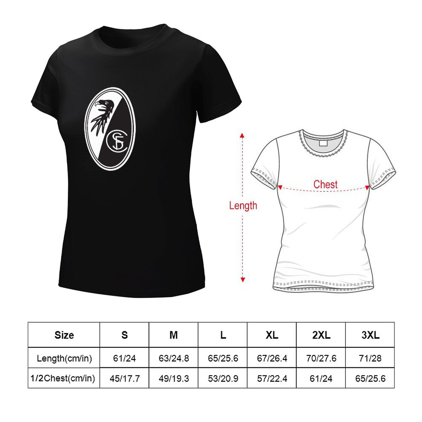 SC Freiburg Damen Kurzarm Rundhals T-Shirt Casual Sommer Tops SC Freiburg Damen Kurzarm Rundhals T-Shirt Casual Sommer Tops