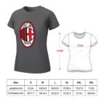 AC Mailand Damen Kurzarm Rundhals T-Shirt Casual Sommer Tops