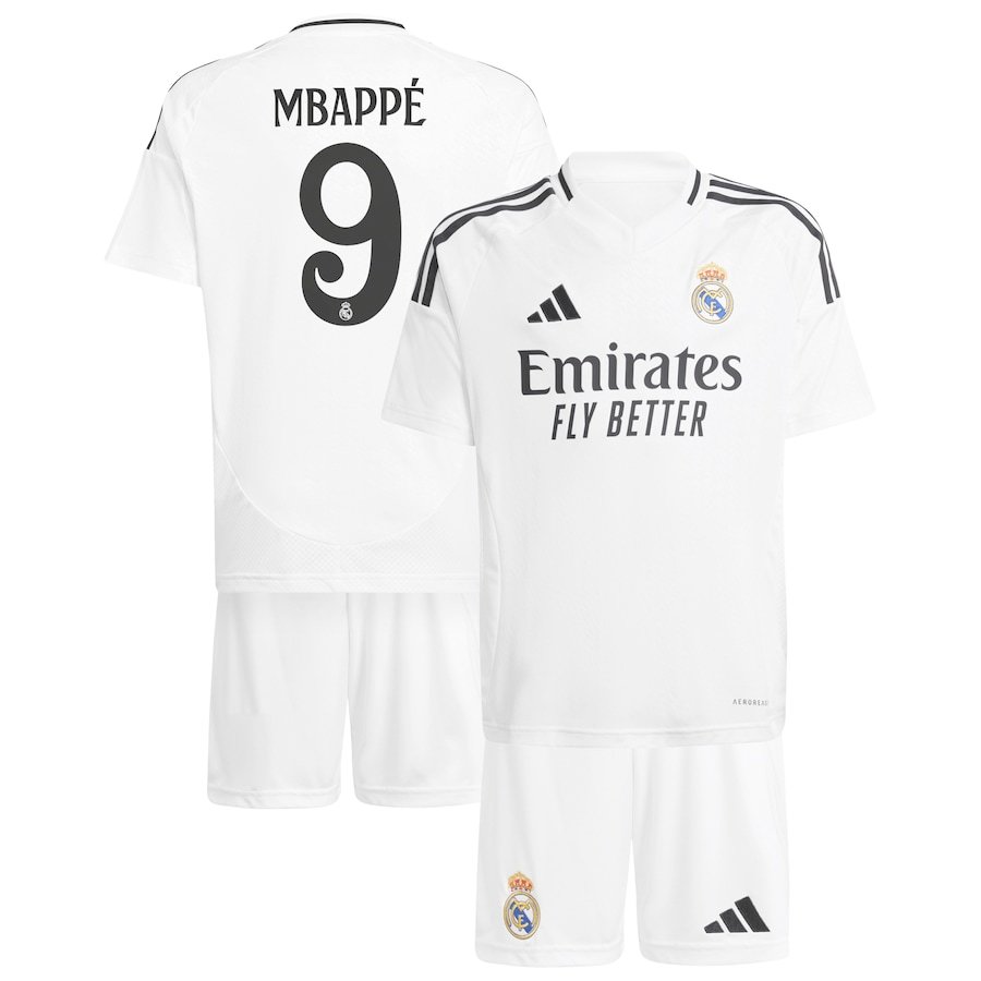 Real Madrid Kylian Mbappé 9 Heimtrikot Kinder 2024-2025 Real Madrid Kylian Mbappé 9 Heimtrikot Kinder 2024-2025