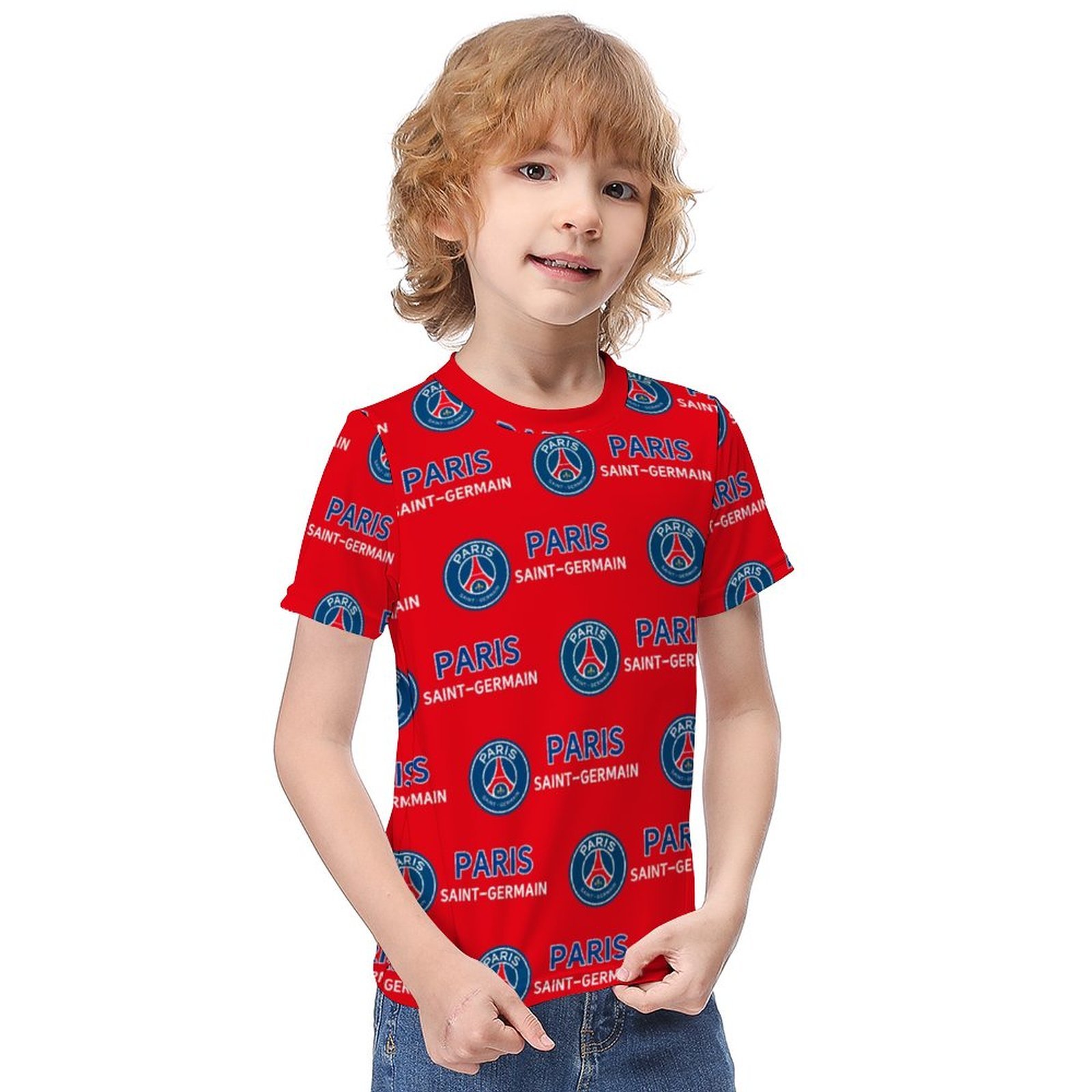 Paris Saint-Germain Jungen Mädchen Kurzarm 3D-Druck T-Shirt Rundhals-Sommerhemd Tops Paris Saint-Germain Jungen Mädchen Kurzarm 3D-Druck T-Shirt Rundhals-Sommerhemd Tops