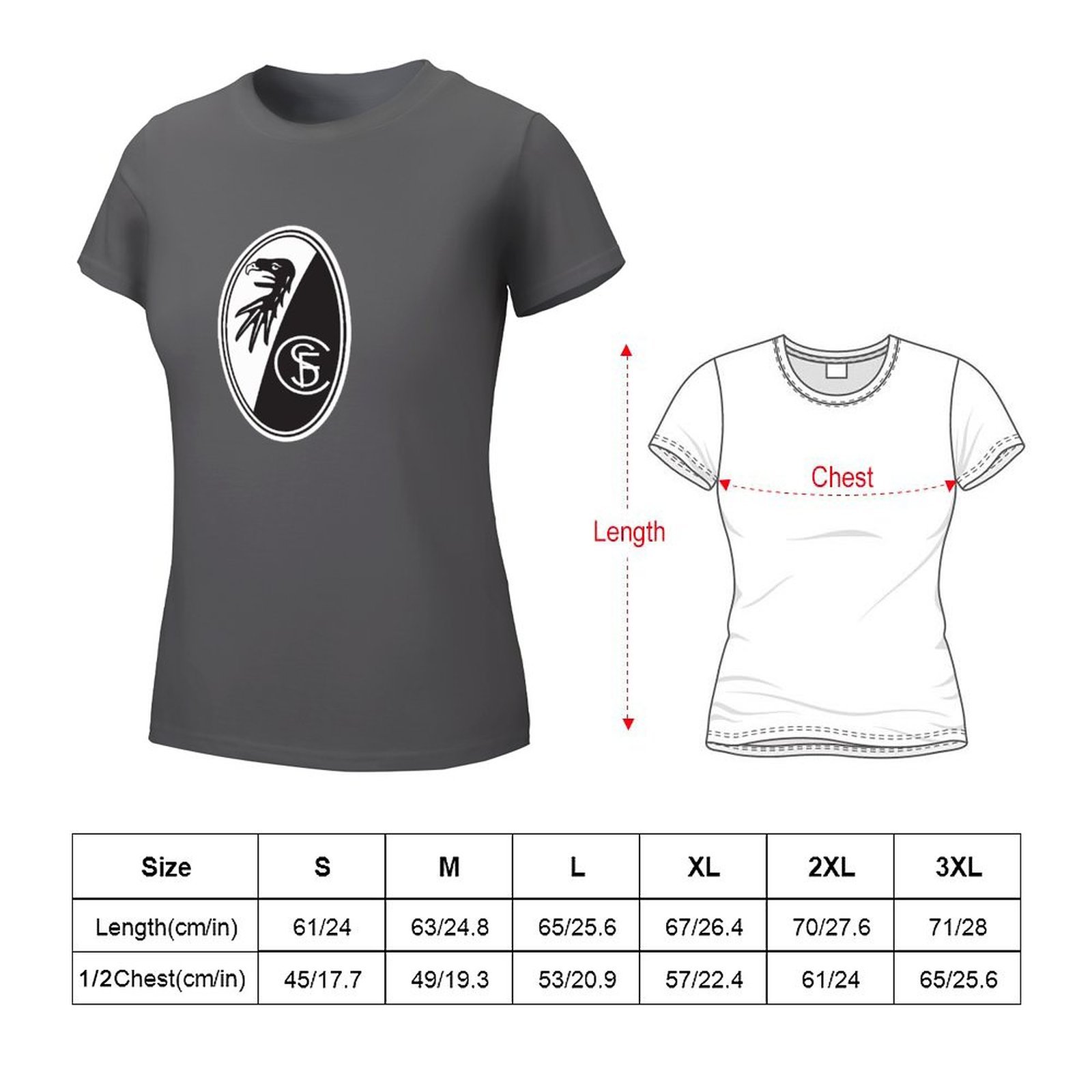 SC Freiburg Damen Kurzarm Rundhals T-Shirt Casual Sommer Tops SC Freiburg Damen Kurzarm Rundhals T-Shirt Casual Sommer Tops