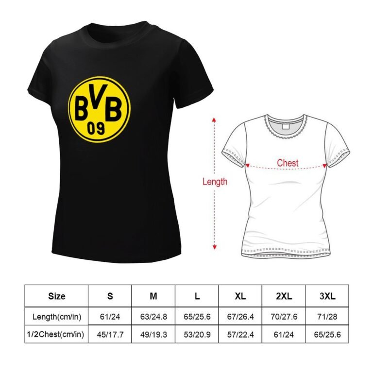 Borussia Dortmund Damen Kurzarm Rundhals T-Shirt Casual Sommer Tops