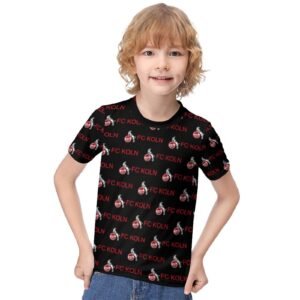 FC Köln Jungen Mädchen Kurzarm 3D-Druck T-Shirt Rundhals-Sommerhemd Tops