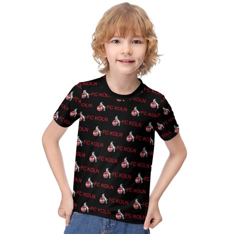 FC Köln Jungen Mädchen Kurzarm 3D-Druck T-Shirt Rundhals-Sommerhemd Tops