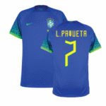 Brasilien Lucas Paquetá 7 Away Trikot WM 2022