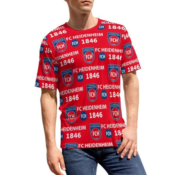 FC Heidenheim 3D Vollständig Druck Kurzarm T-Shirts Beiläufige Tee Tops