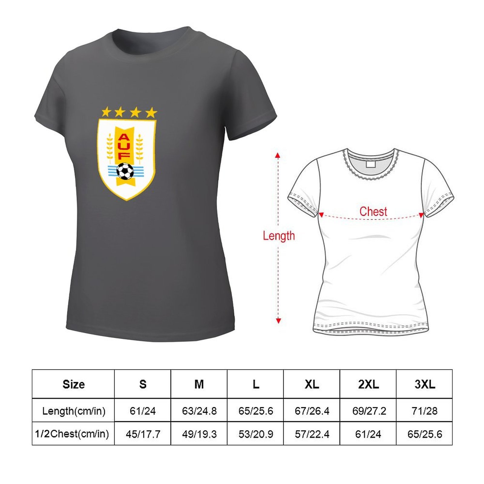 Uruguay Damen Kurzarm Rundhals T-Shirt Casual Sommer Tops Uruguay Damen Kurzarm Rundhals T-Shirt Casual Sommer Tops