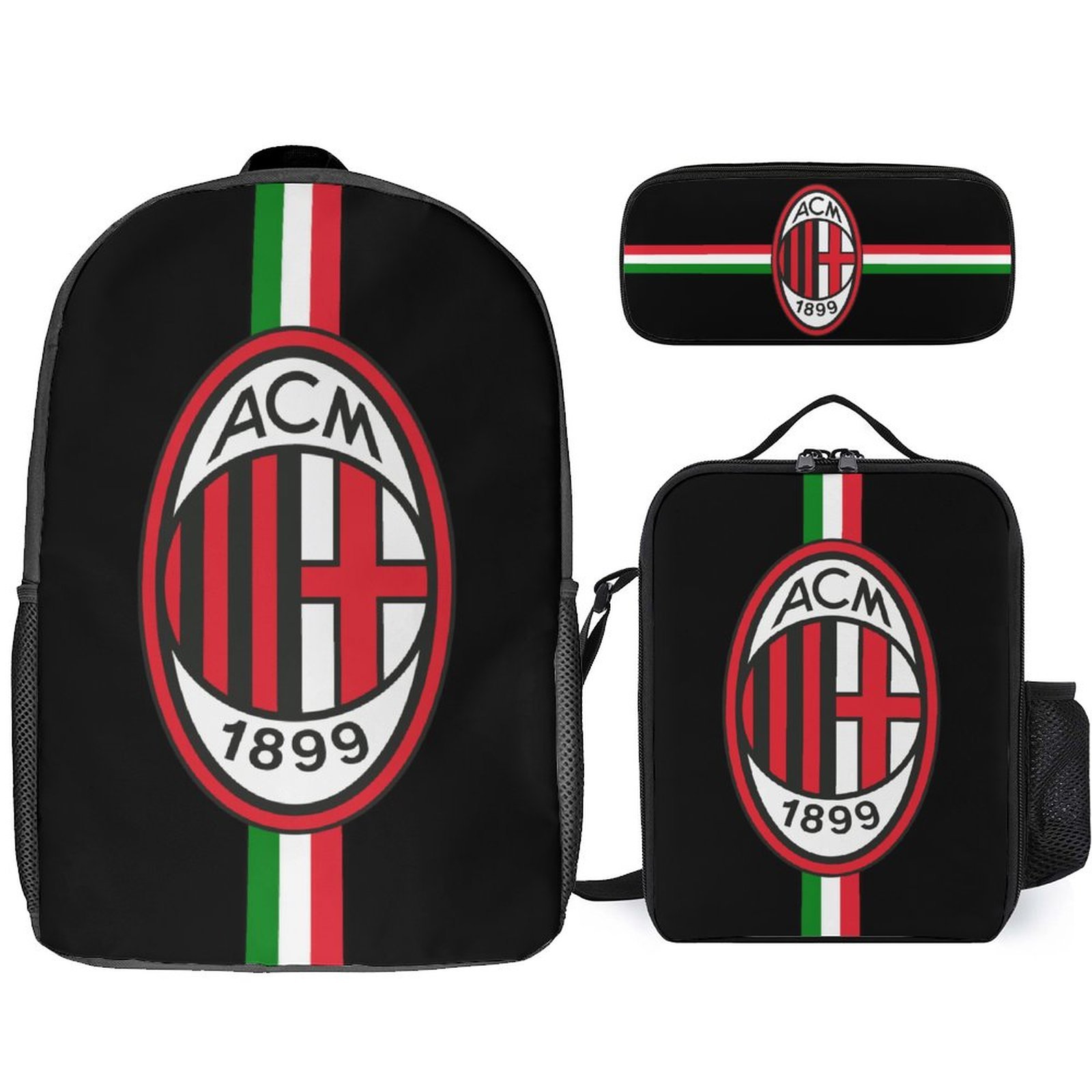 AC Mailand Student Schulranzen Lunchbag Stifttasche Kombination AC Mailand Student Schulranzen Lunchbag Stifttasche Kombination