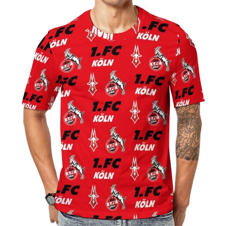 FC Köln 3D Vollständig Druck Kurzarm T-Shirts Beiläufige Tee Tops