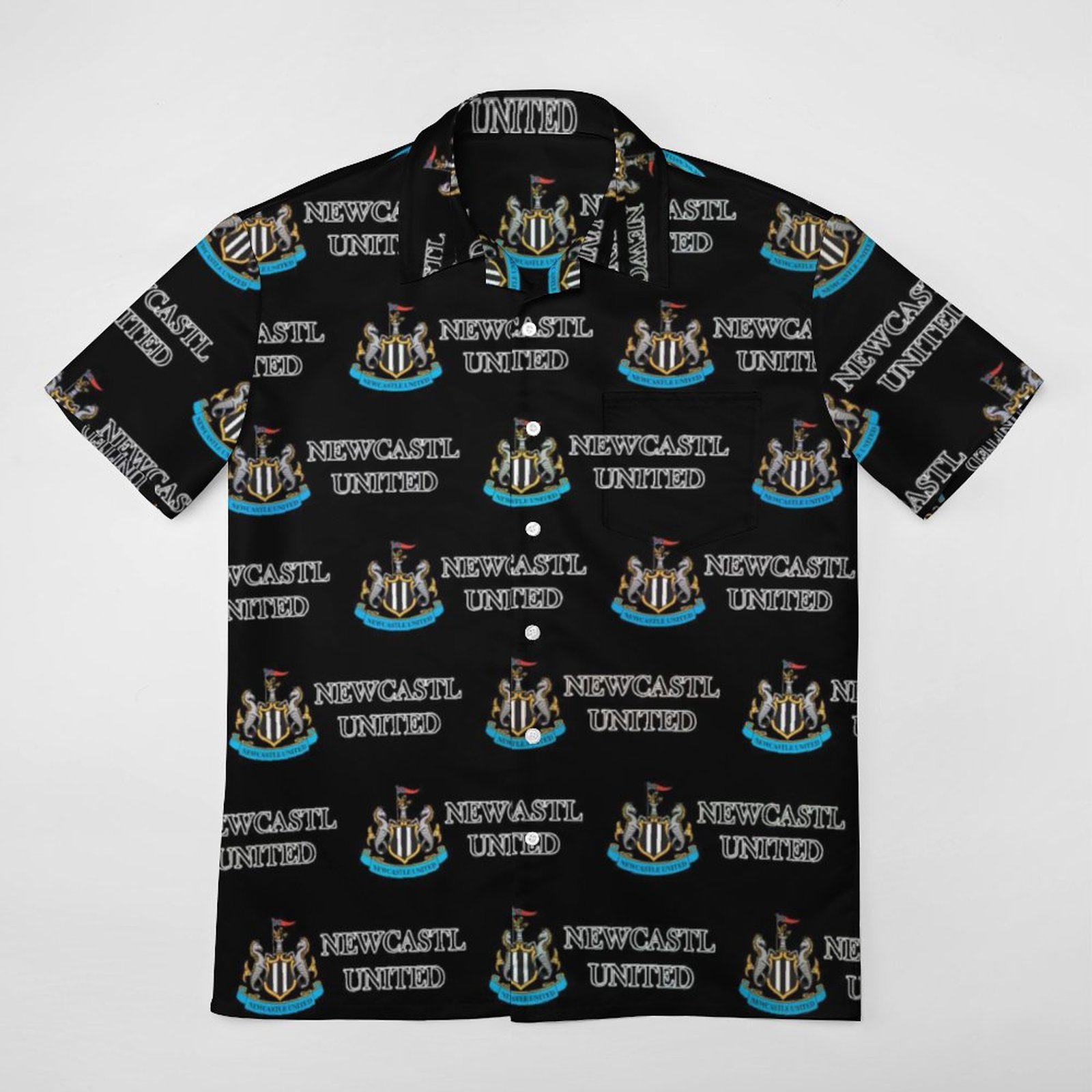 Newcastle United Kurzärmelige Herrenhemden, Passform Sommer Kurzarm Casual Button-Down Hemden Newcastle United Kurzärmelige Herrenhemden, Passform Sommer Kurzarm Casual Button-Down Hemden