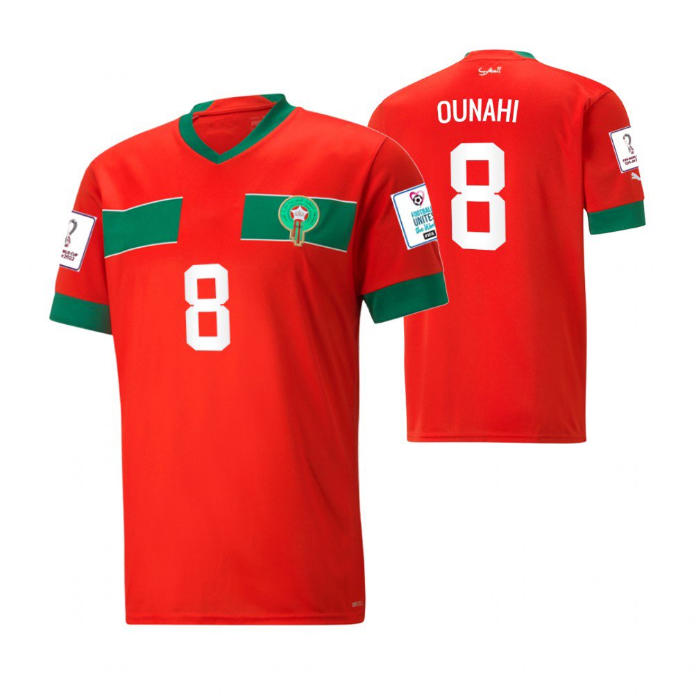 Marokko Azzedine Ounahi 8 Home Trikot WM 2022 Marokko Azzedine Ounahi 8 Home Trikot WM 2022