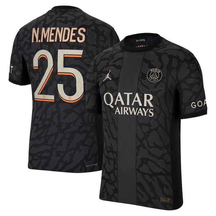 Paris Saint-Germain Nuno Mendes 25 Third Trikot 2023-2024