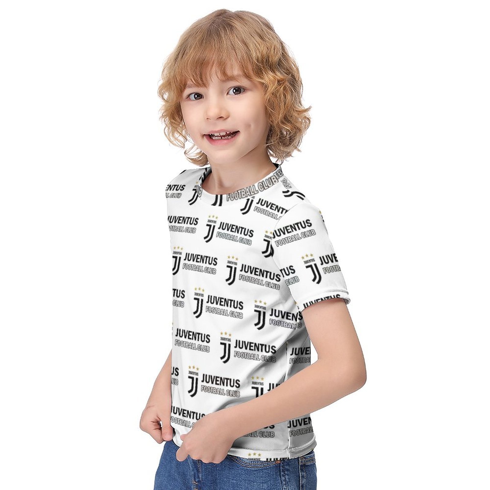 Juventus FC Jungen Mädchen Kurzarm 3D-Druck T-Shirt Rundhals-Sommerhemd Tops Juventus FC Jungen Mädchen Kurzarm 3D-Druck T-Shirt Rundhals-Sommerhemd Tops