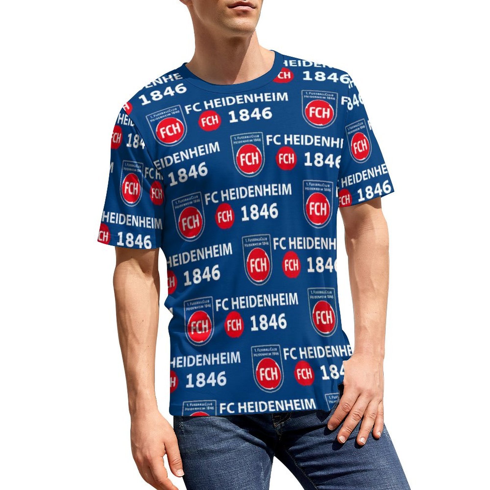 FC Heidenheim 3D Vollständig Druck Kurzarm T-Shirts Beiläufige Tee Tops FC Heidenheim 3D Vollständig Druck Kurzarm T-Shirts Beiläufige Tee Tops