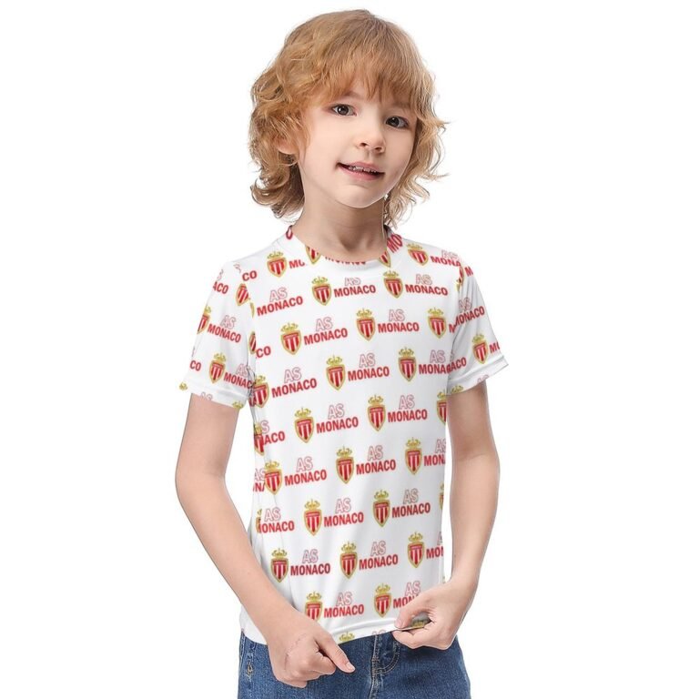 AS Monaco Jungen Mädchen Kurzarm 3D-Druck T-Shirt Rundhals-Sommerhemd Tops