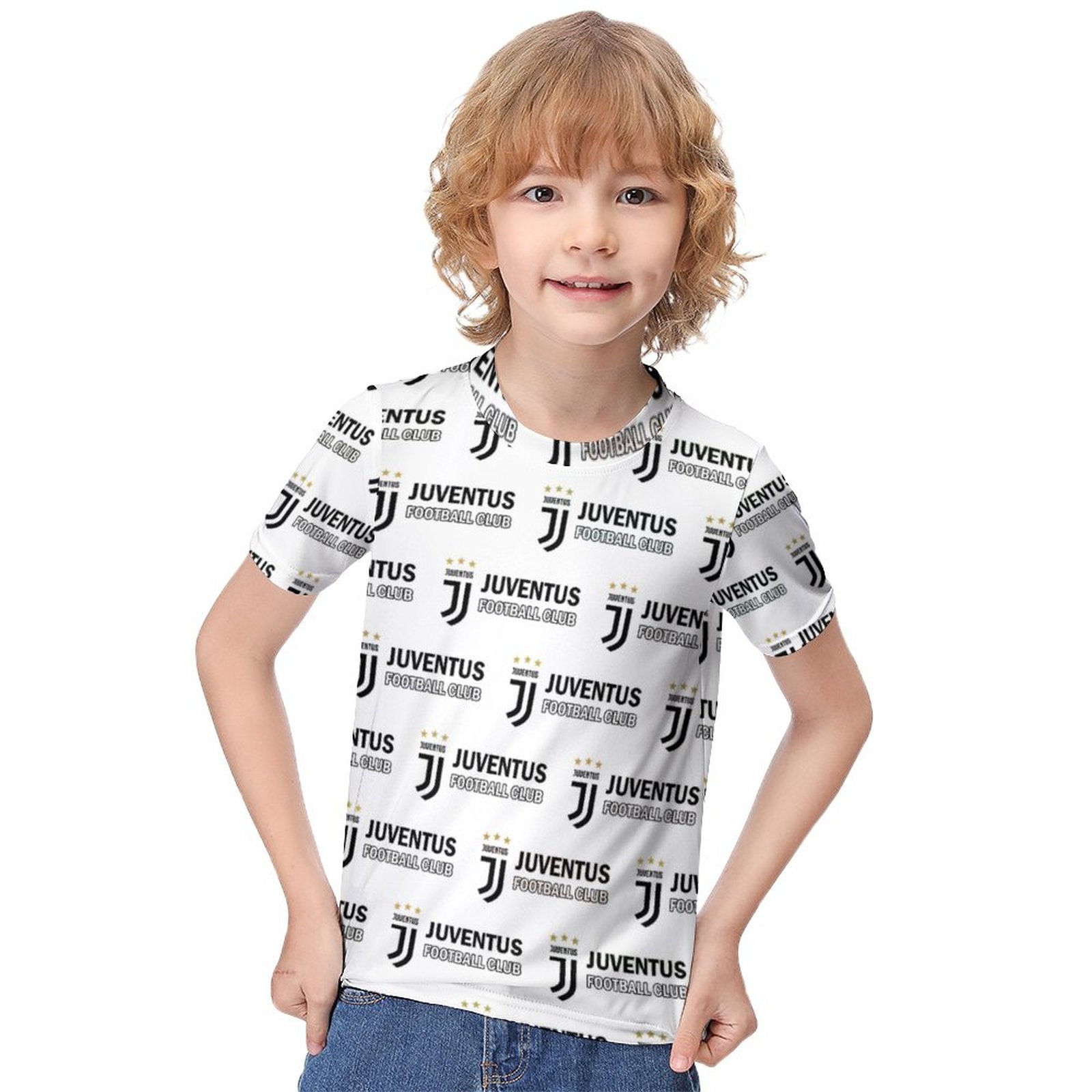 Juventus FC Jungen Mädchen Kurzarm 3D-Druck T-Shirt Rundhals-Sommerhemd Tops Juventus FC Jungen Mädchen Kurzarm 3D-Druck T-Shirt Rundhals-Sommerhemd Tops