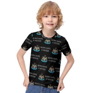 Newcastle United Jungen Mädchen Kurzarm 3D-Druck T-Shirt Rundhals-Sommerhemd Tops