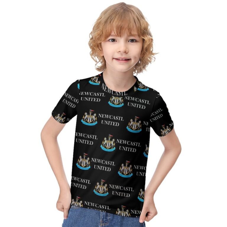Newcastle United Jungen Mädchen Kurzarm 3D-Druck T-Shirt Rundhals-Sommerhemd Tops