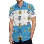 Argentinien Kurzärmelige Herrenhemden, Passform Sommer Kurzarm Casual Button-Down Hemden