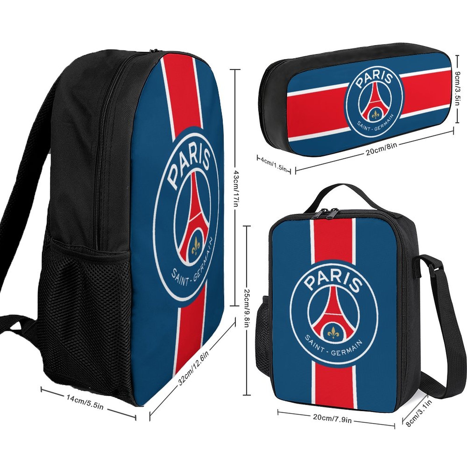Paris Saint-Germain Student Schulranzen Lunchbag Stifttasche Kombination Paris Saint-Germain Student Schulranzen Lunchbag Stifttasche Kombination
