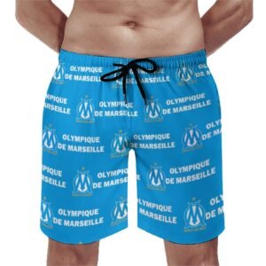Olympique De Marseille Herren Badehose Schnelltrocknende Strandshorts Mit Tasche Kordelzug Shorts