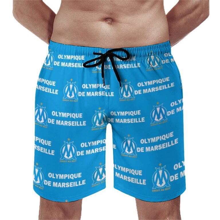 Olympique De Marseille Herren Badehose Schnelltrocknende Strandshorts Mit Tasche Kordelzug Shorts