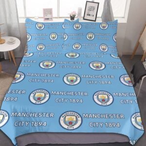 Manchester City Bettwäscheset 3 Stück Kinder Erwachsene Steppdeckenbezug Steppdeckenbezug Multi Size Laken Set