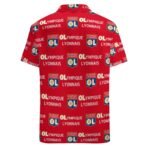 Olympique Lyonnais Kurzärmelige Herrenhemden, Passform Sommer Kurzarm Casual Button-Down Hemden
